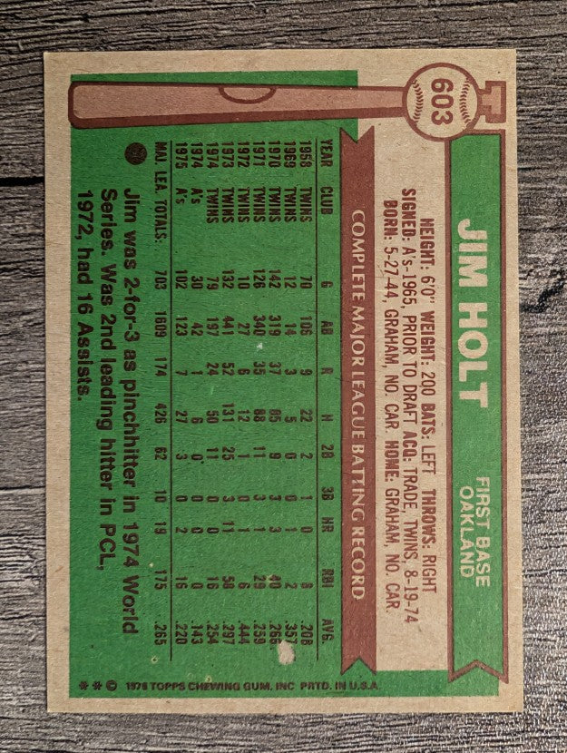 1976 Topps #603 Jim Holt (EXMT)