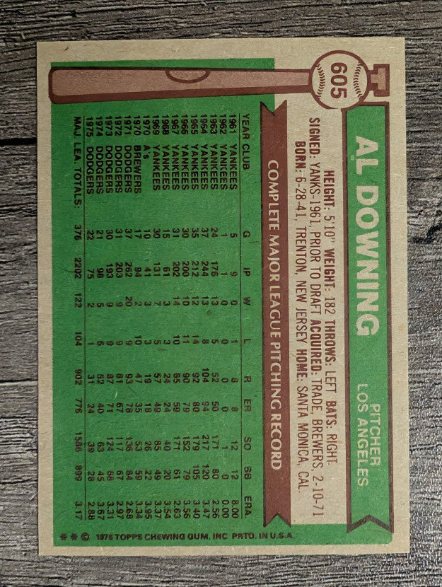 1976 Topps #605 Al Downing (NMMT)