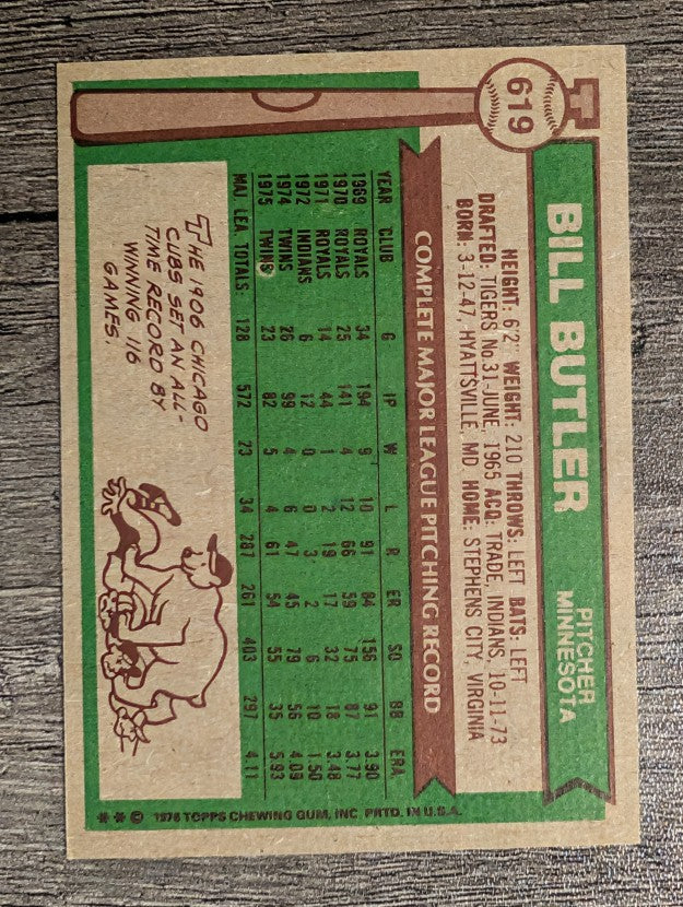 1976 Topps #619 Bill Butler (EXMT)