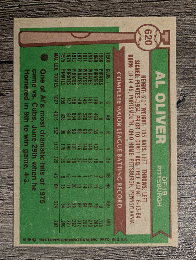1976 Topps #620 Al Oliver (EXMT)