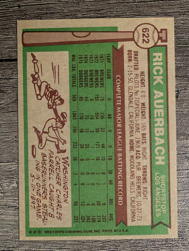 1976 Topps #622 Rick Auerbach (NM)