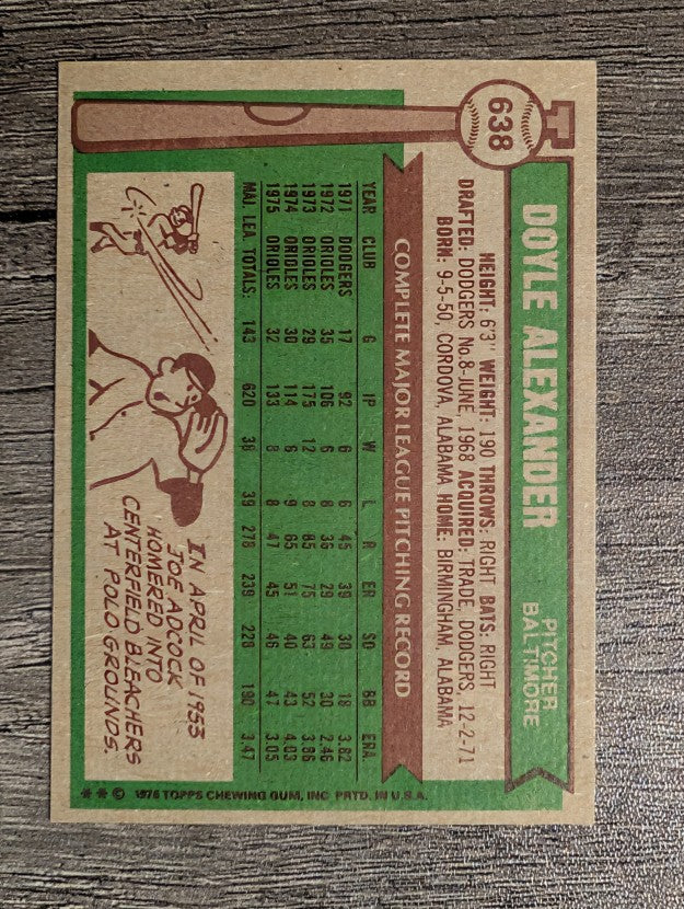 1976 Topps #638 Doyle Alexander (NM)
