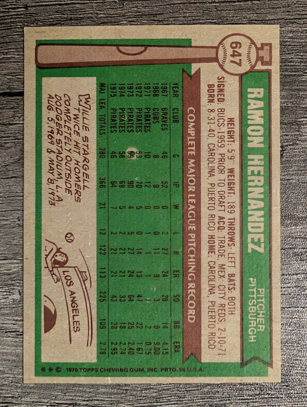 1976 Topps #647 Ramon Hernandez (EXMT)