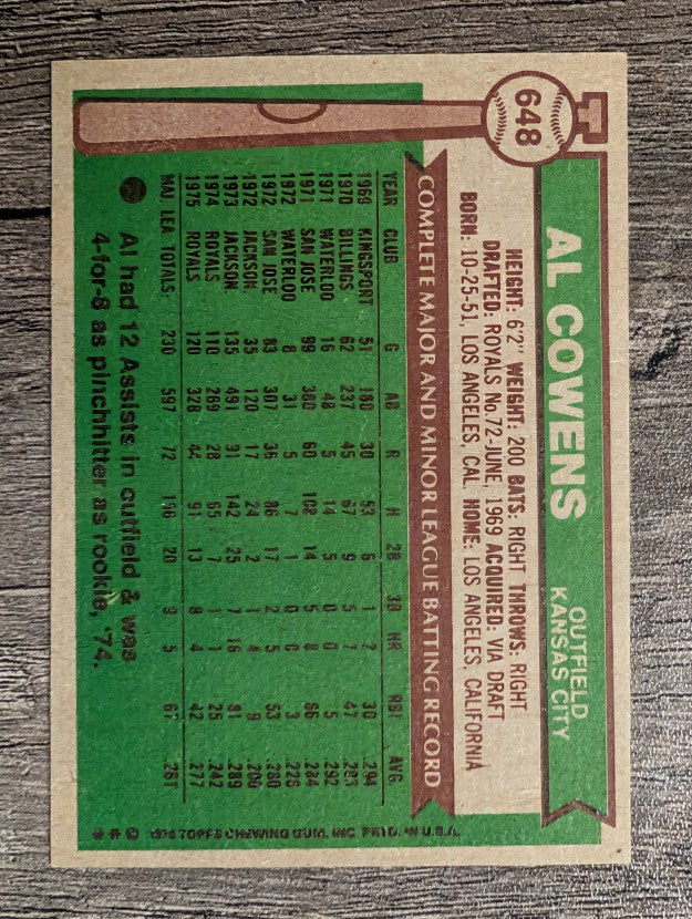 1976 Topps #648 Al Cowens (EXMT)