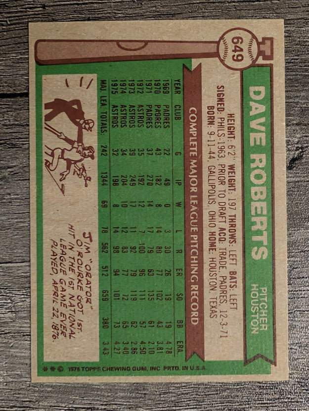 1976 Topps #649 Dave Roberts (EXMT)