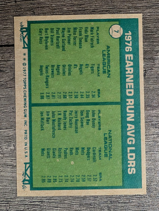 1977 Topps #7 ERA Leaders/Mark Fidrych/John Denny (NMMT)