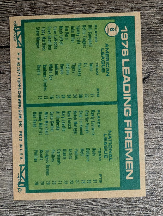 1977 Topps #8 Leading Firemen/Bill Campbell/Rawly Eastwick (NM)
