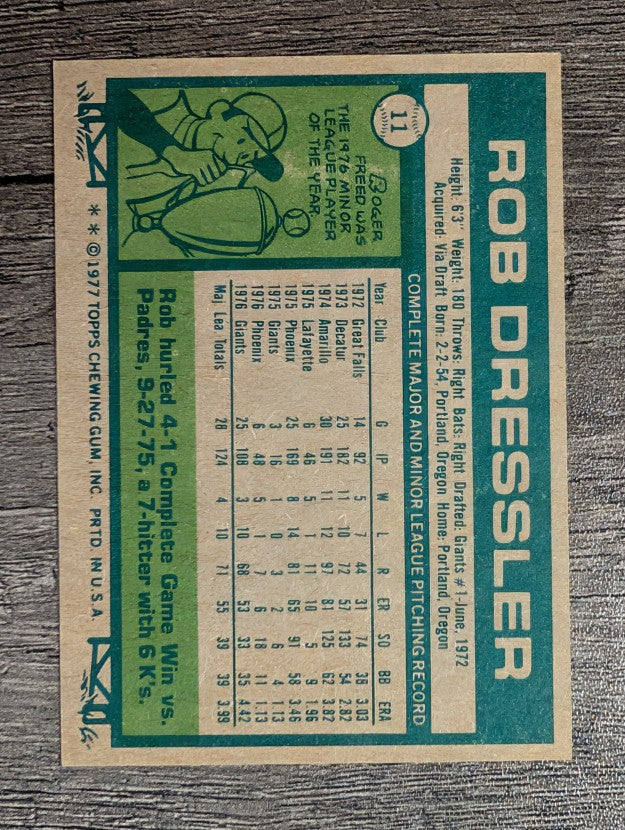 1977 Topps #11 Rob Dressler (NMMT)