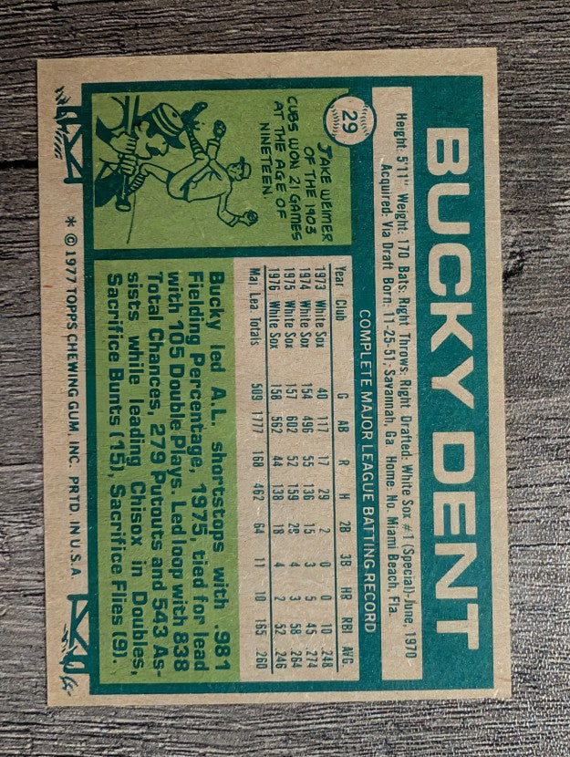 1977 Topps #29 Bucky Dent (EXMT)