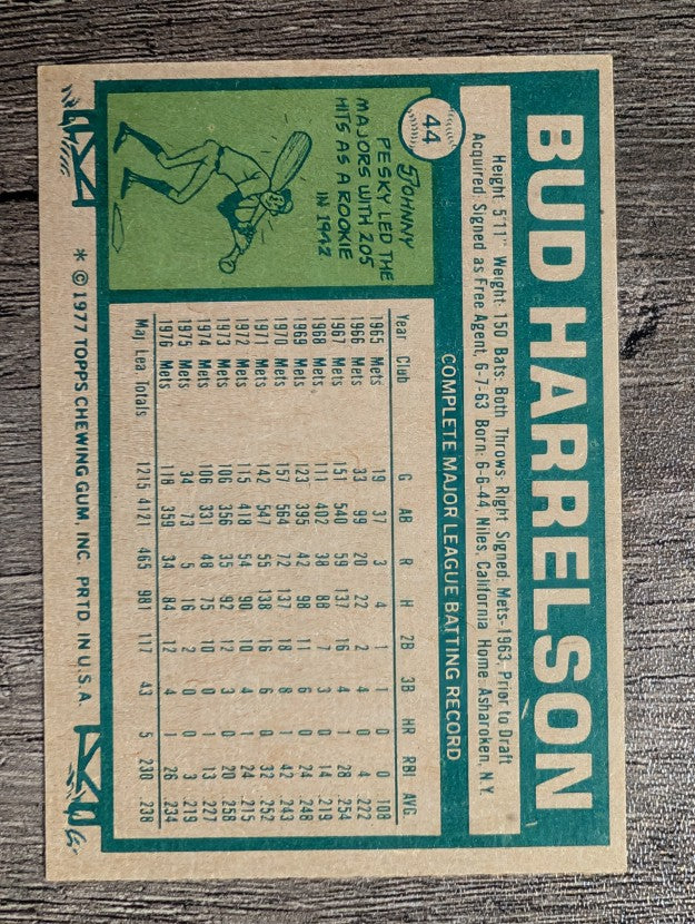 1977 Topps #44 Bud Harrelson (EXMT)