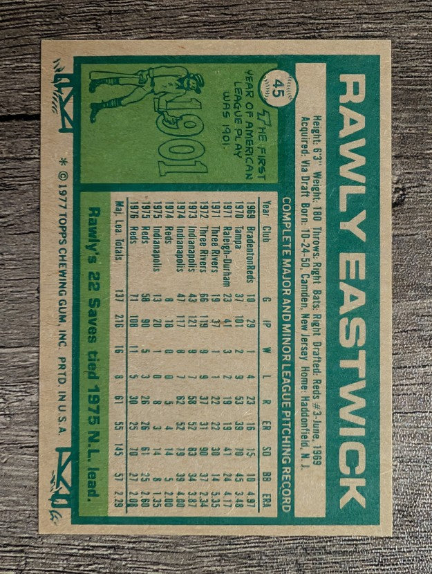 1977 Topps #45 Rawly Eastwick (EXMT)