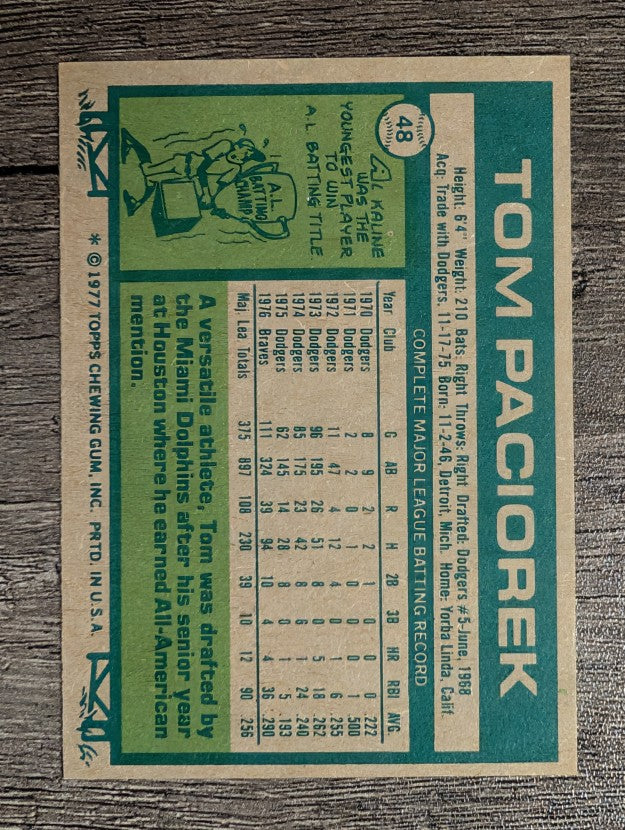 1977 Topps #48 Tom Paciorek (NM)