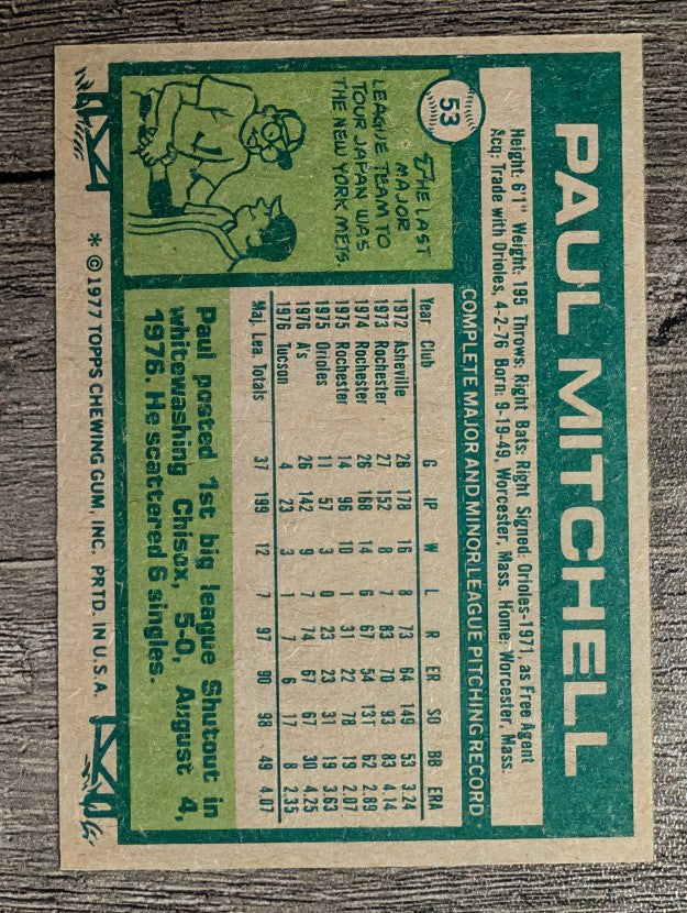 1977 Topps #53 Paul Mitchell (NM)