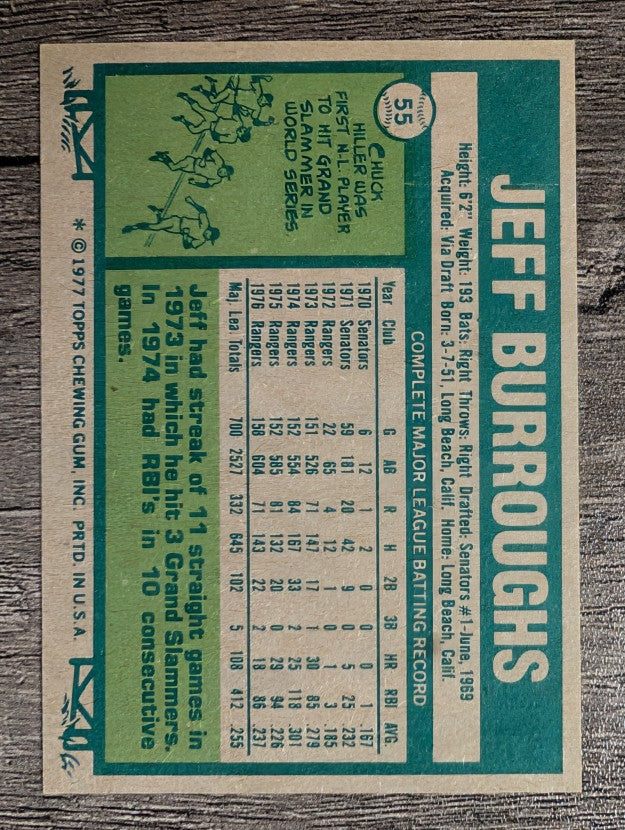 1977 Topps #55 Jeff Burroughs (EXMT)