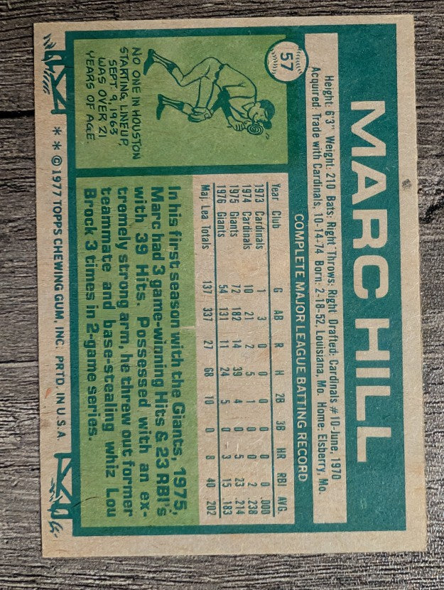 1977 Topps #57 Marc Hill (EX)