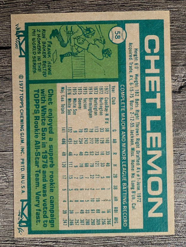 1977 Topps #58 Chet Lemon (EX)