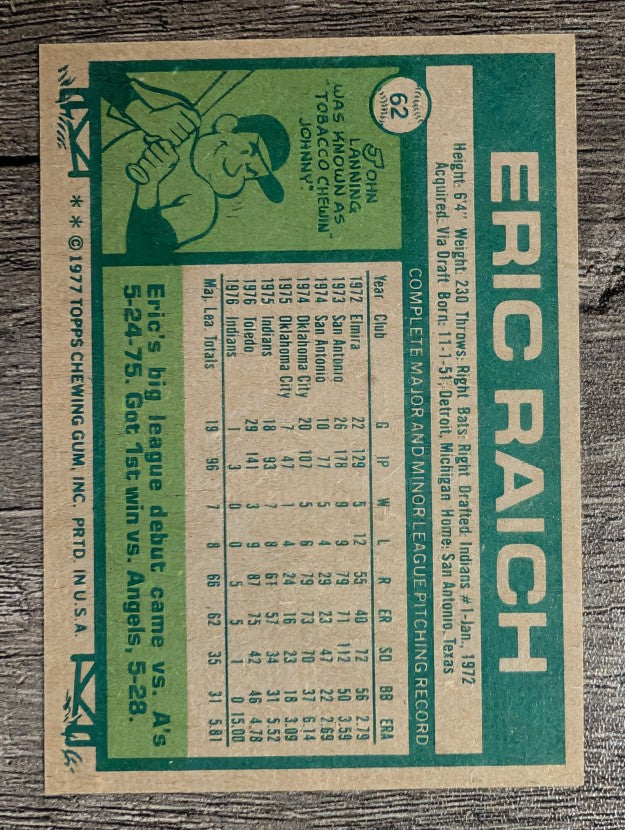 1977 Topps #62 Eric Raich (NMMT)