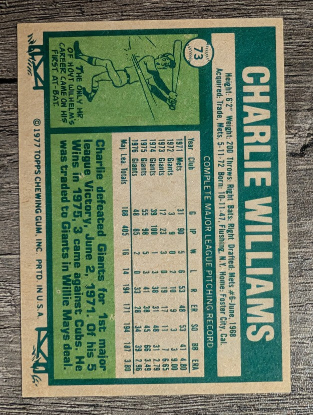 1977 Topps #73 Charlie Williams (NMMT)