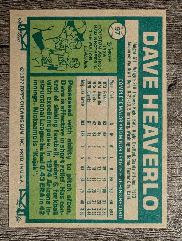 1977 Topps #97 Dave Heaverlo (EXMT)