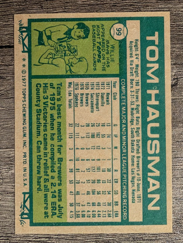 1977 Topps #99 Tom Hausman (NMMT)