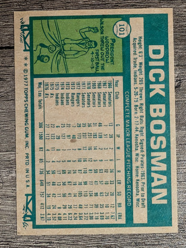 1977 Topps #101 Dick Bosman (NM)