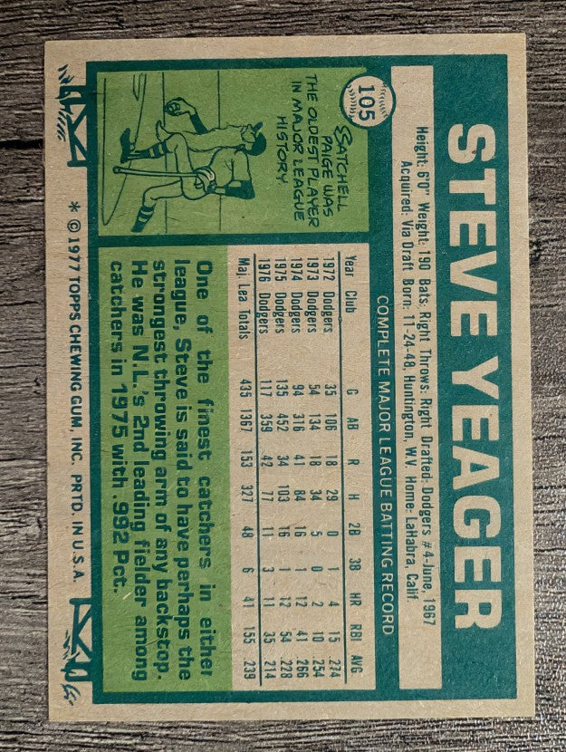 1977 Topps #105 Steve Yeager (EXMT)