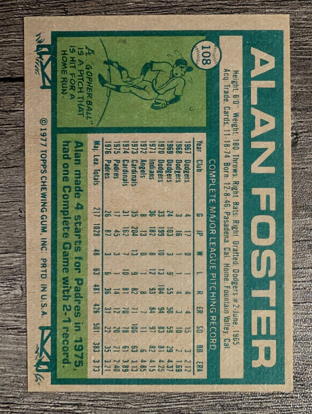 1977 Topps #108 Alan Foster (EXMT)