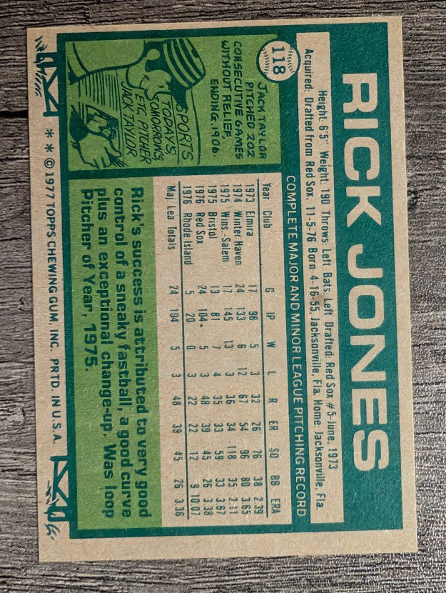 1977 Topps #118 Rick Jones RC (NM)