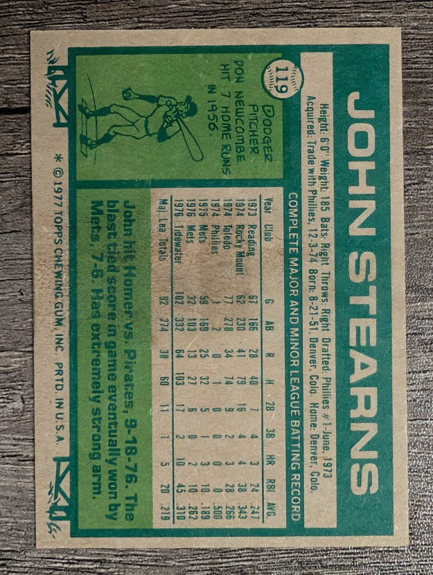 1977 Topps #119 John Stearns (VGEX)
