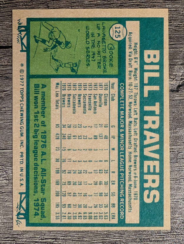 1977 Topps #125 Bill Travers (EXMT)