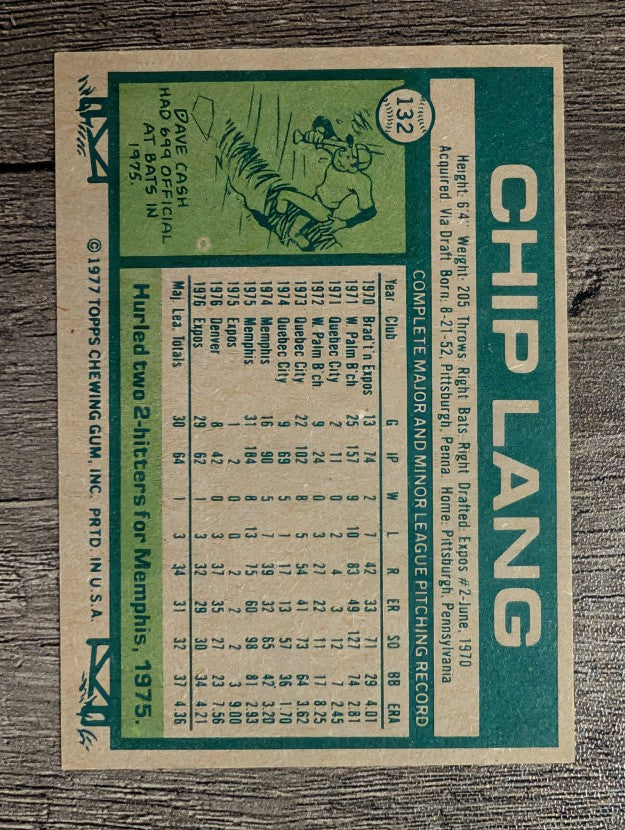 1977 Topps #132 Chip Lang RC (NMMT)