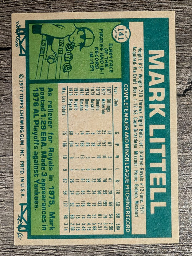 1977 Topps #141 Mark Littell (EXMT)
