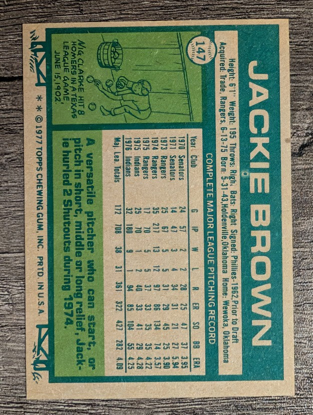 1977 Topps #147 Jackie Brown (EX)