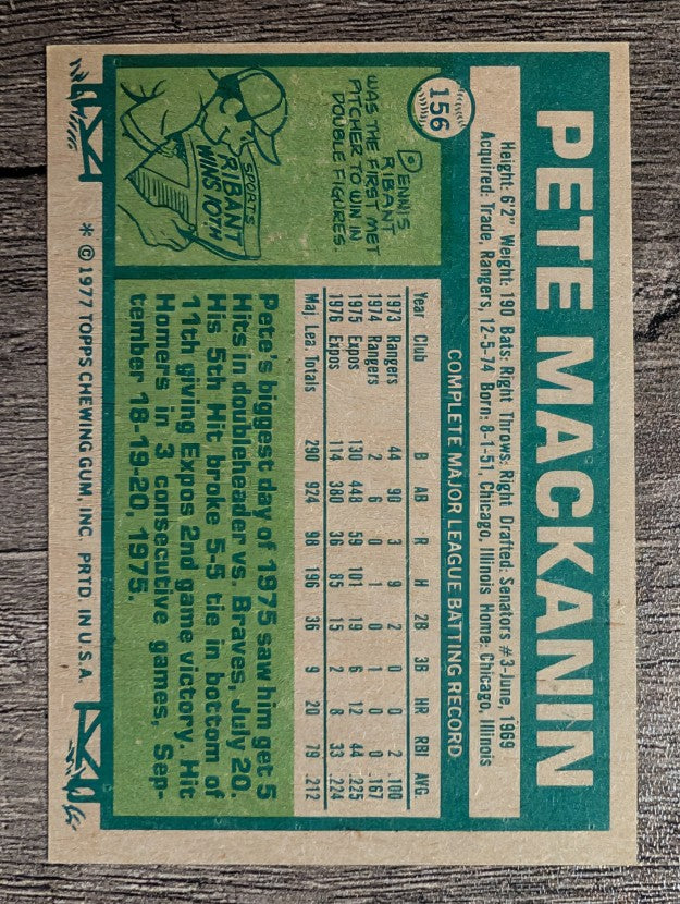 1977 Topps #156 Pete Mackanin (EXMT)