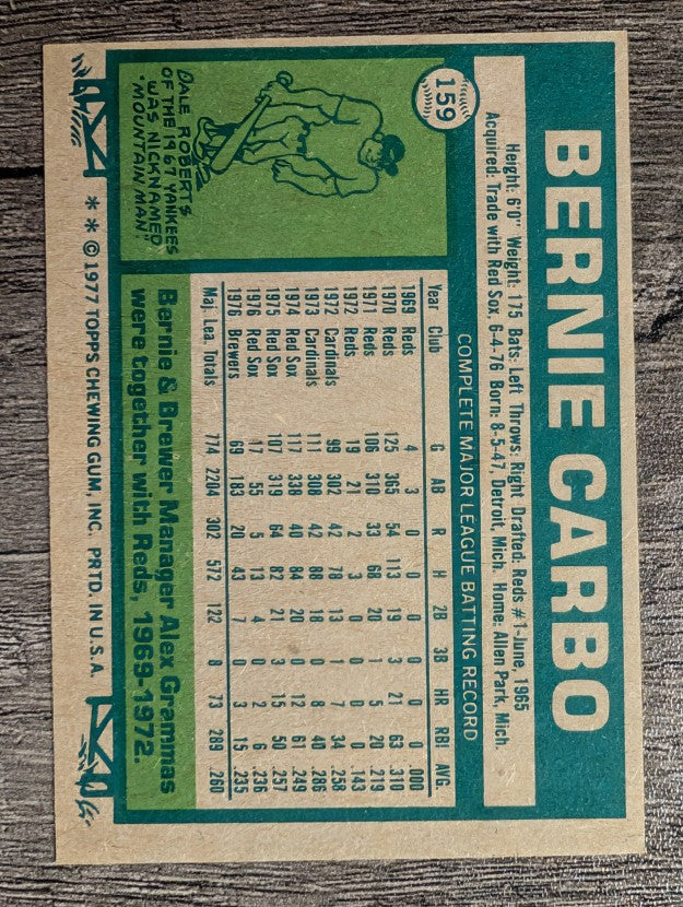 1977 Topps #159 Bernie Carbo (EX)