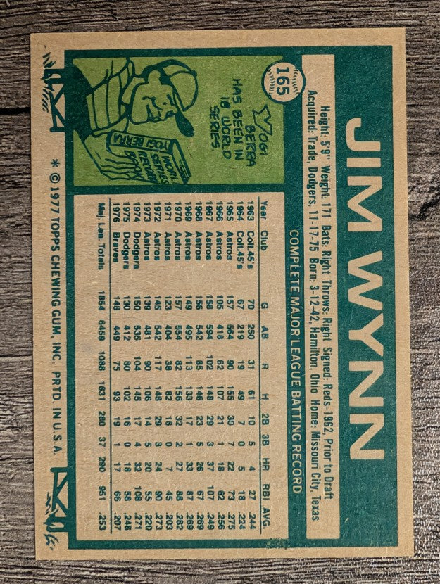1977 Topps #165 Jim Wynn (NMMT)