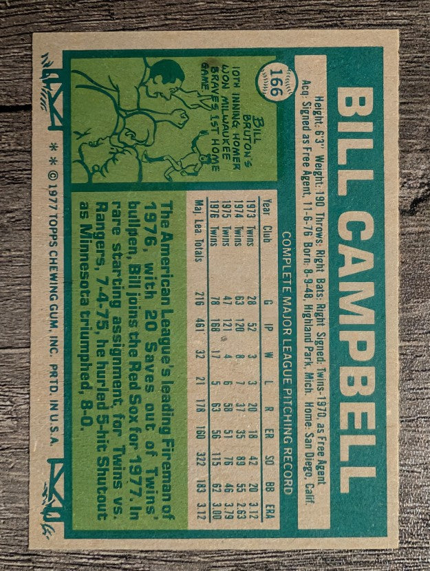 1977 Topps #166 Bill Campbell (EXMT)