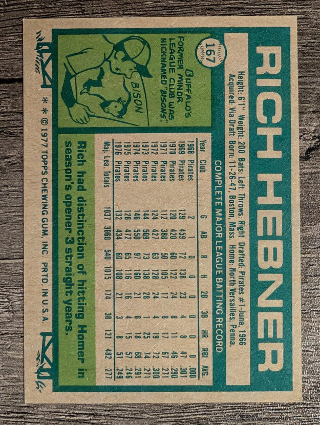 1977 Topps #167 Rich Hebner (NM)