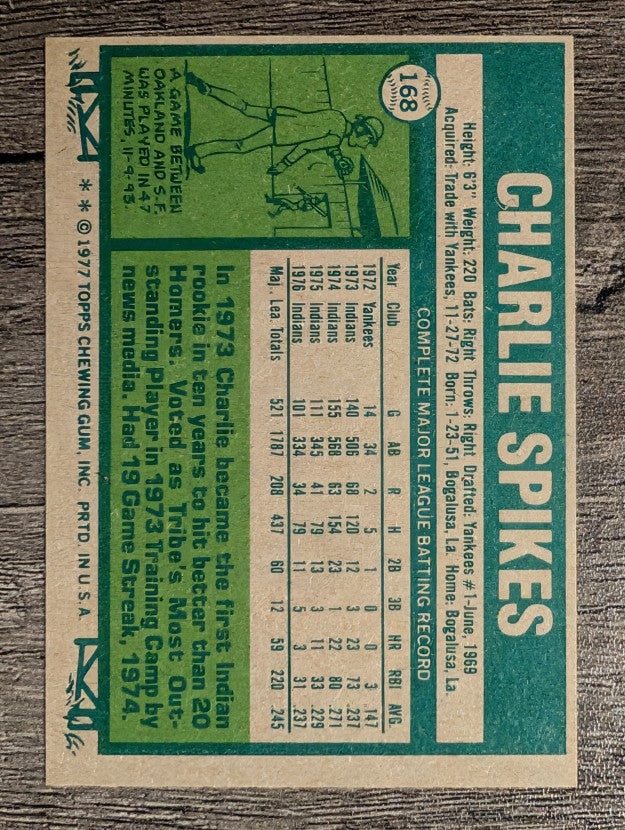 1977 Topps #168 Charlie Spikes (EXMT)