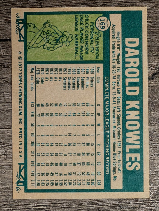 1977 Topps #169 Darold Knowles (NMMT)