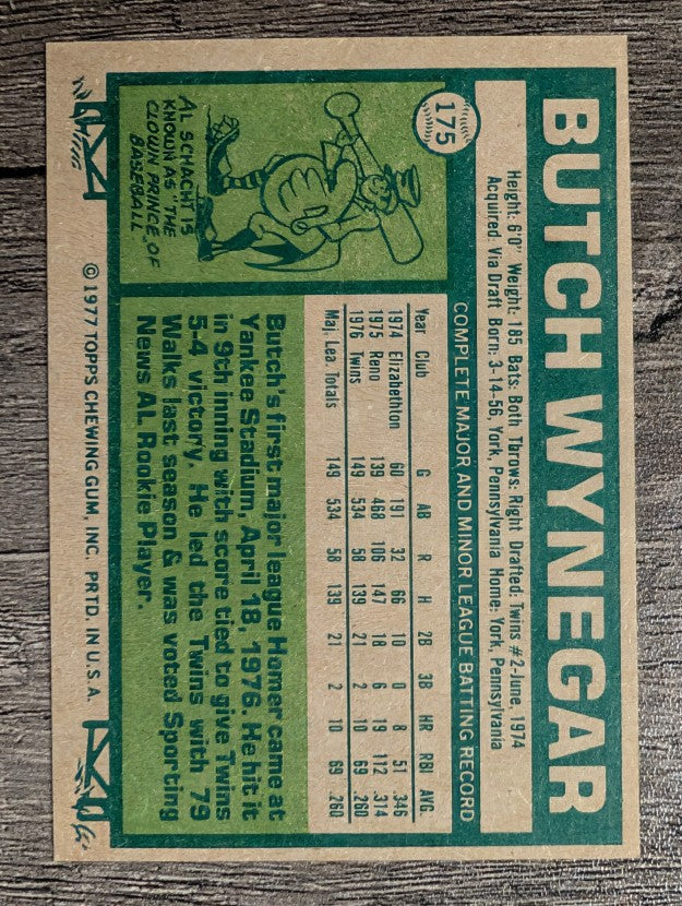 1977 Topps #175 Butch Wynegar RC (EXMT)