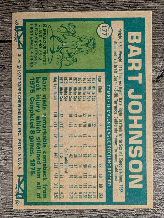 1977 Topps #177 Bart Johnson (EXMT)