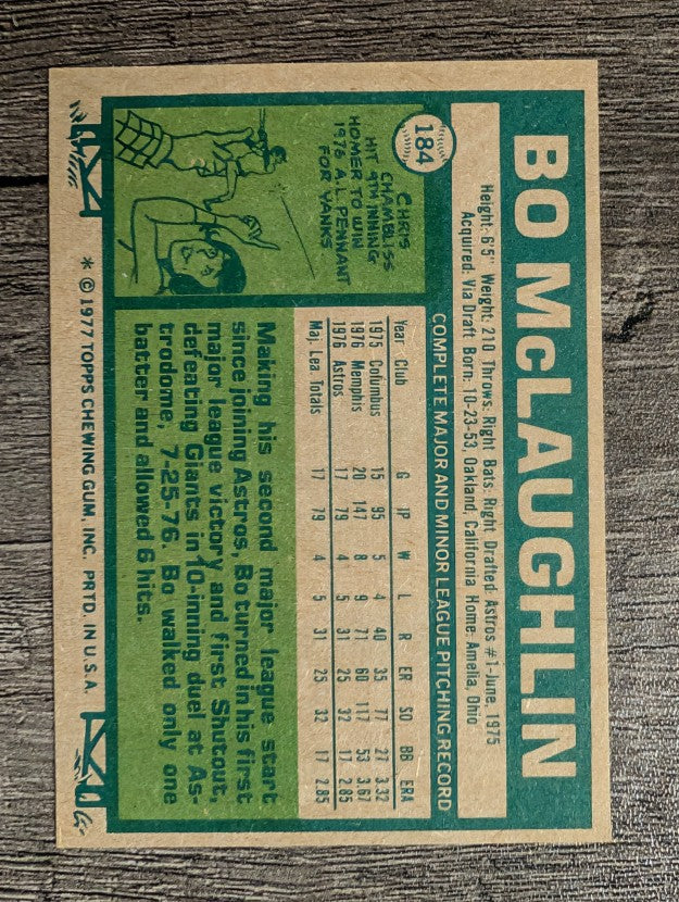1977 Topps #184 Bo McLaughlin RC (NM)