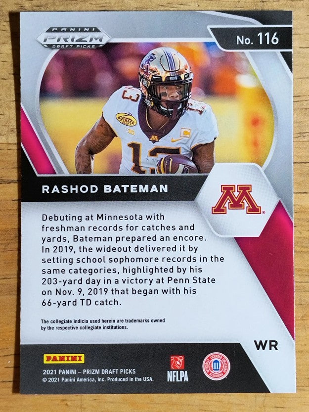 2021 Panini Prizm Draft Picks #116 Rashod Bateman RC