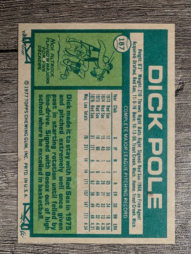1977 Topps #187 Dick Pole (EX)