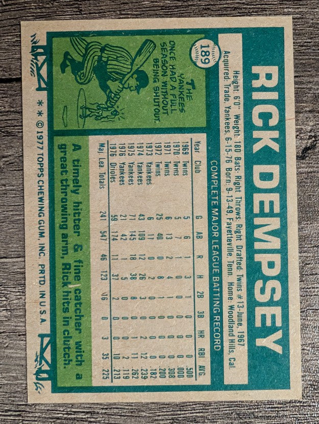 1977 Topps #189 Rick Dempsey (NM)