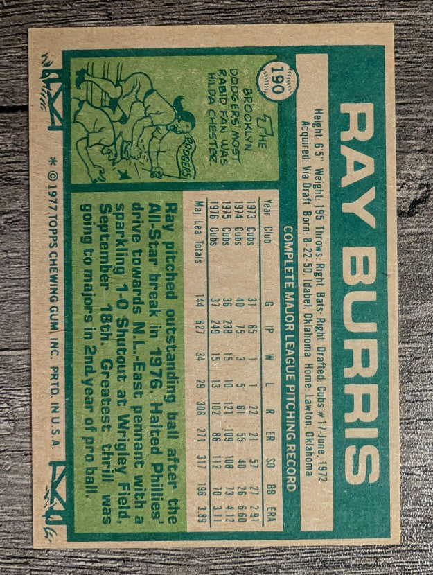 1977 Topps #190 Ray Burris (EXMT)