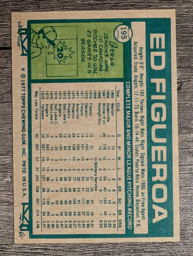 1977 Topps #195 Ed Figueroa (NM)