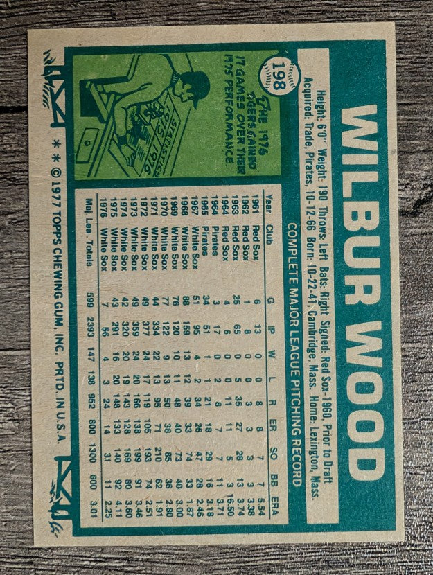 1977 Topps #198 Wilbur Wood (NM)
