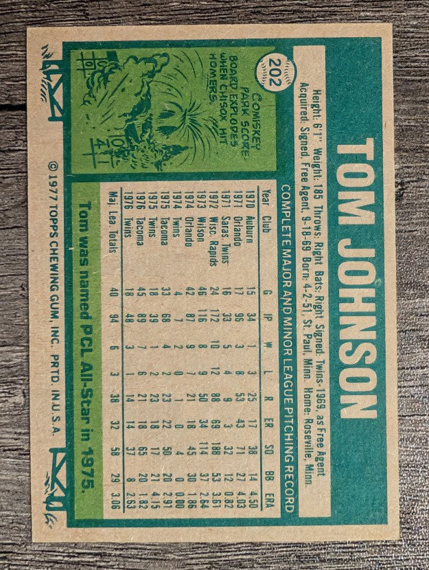 1977 Topps #202 Tom Johnson (EXMT)